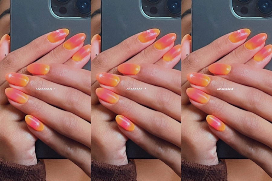 sunset aura nails