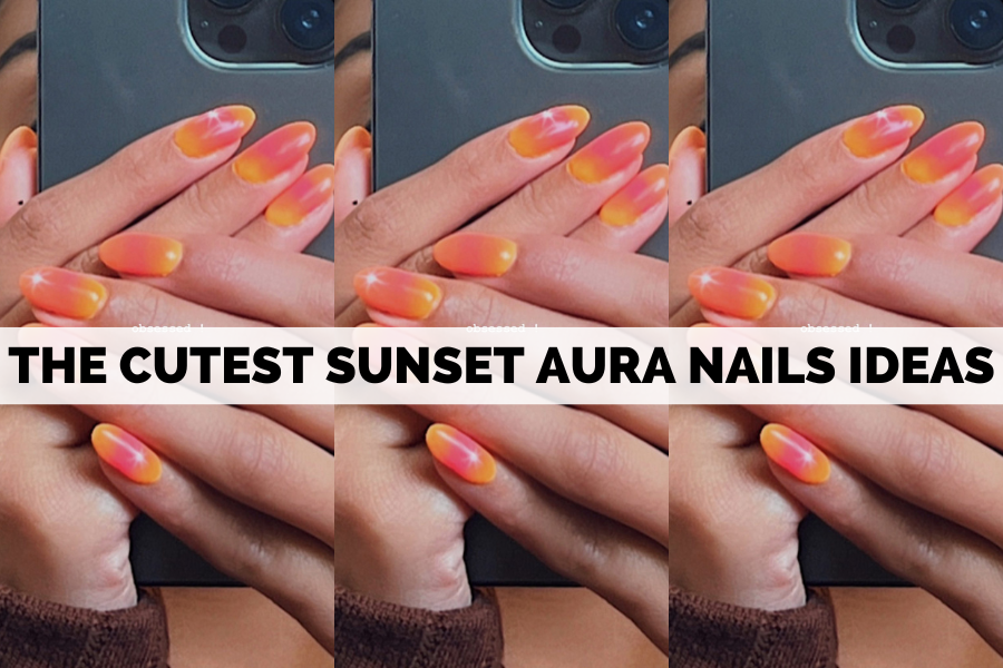 sunset aura nails