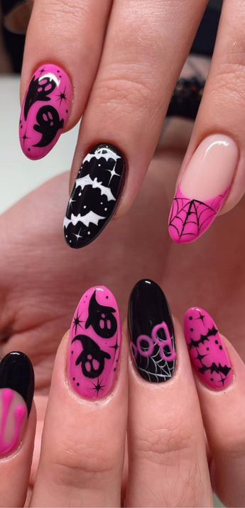 pink halloween nail ideas