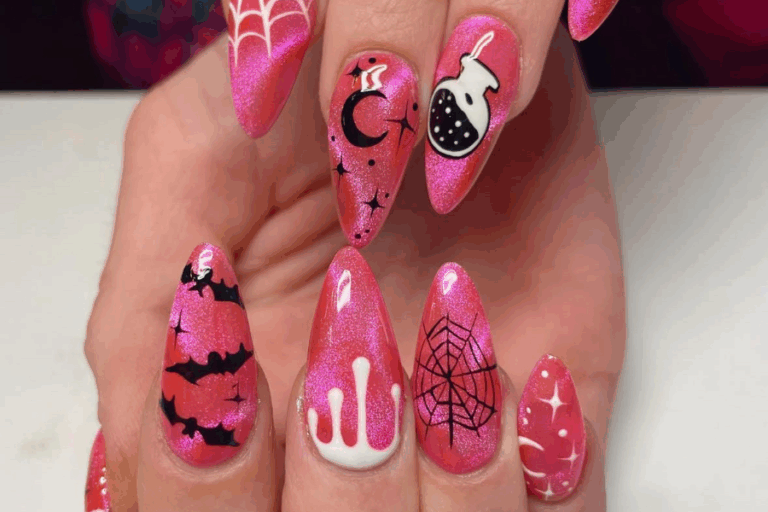 pink halloween nails