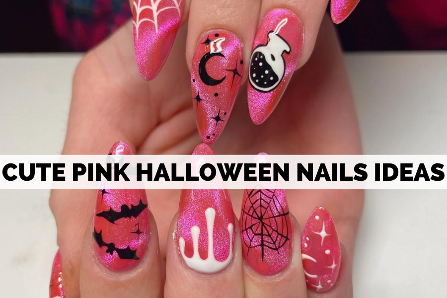 pink halloween nails