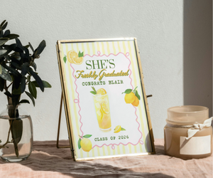 freshly graduated party sign